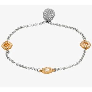 NIB Swarovski Two Tone Rose Gold/Silver Remix Strand Hexagon Bracelet #5371191